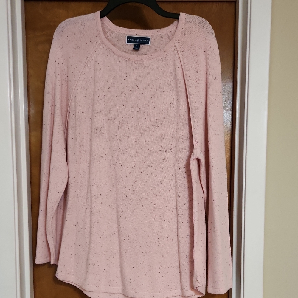 Karen Scott Women's Light Pink Speckled Sweatshirt